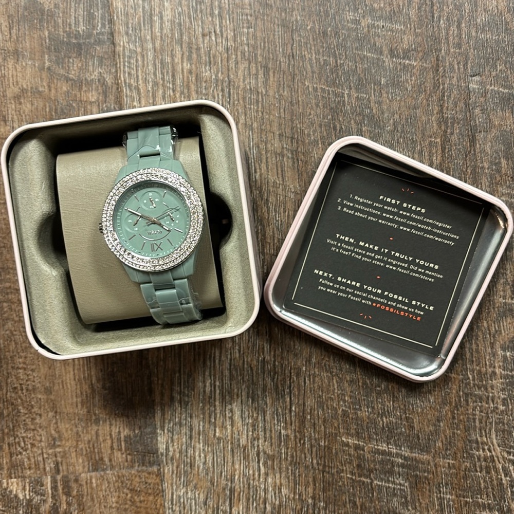 Stella Multifunction Green Castor Oil Watch NIB